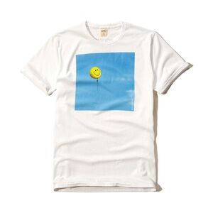2015 Hollister echosmith White T-Shirt with Smiley Balloon Print